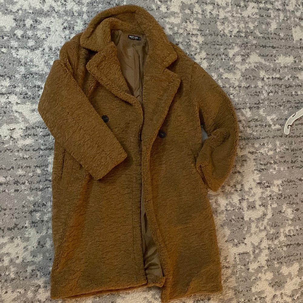 Oversized Longline Faux Fur Teddy Coat